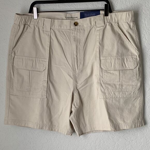 NWT Croft & Barrow Men's Relaxed Fit Cream Cotton Cargo Shorts Size 42 - Picture 1 of 8